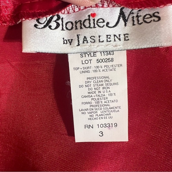 Authentic Vintage Y2K Red Sequin Prom Dress Corset 2-Piece Blondie Nites Jaslene - Picture 9 of 12